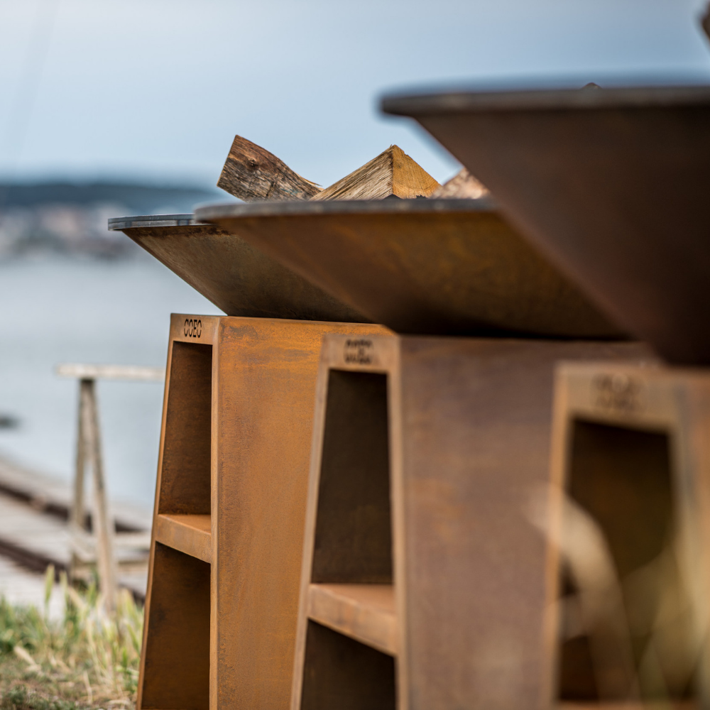 Brasero en acier corten design pour jardin et terrasse