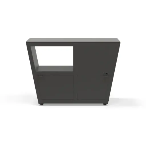 [VISLANDB] Isola da cucina per esterni trapezoidale per brasero e barbecue con lavello opzionale (NERO, Without sink)