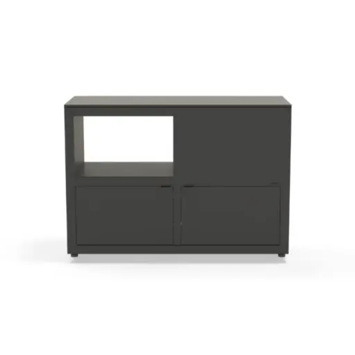 [ISLANDB] Isola cucina da esterno lineare per brasero e barbecue con lavello opzionale (NERO, Without sink)