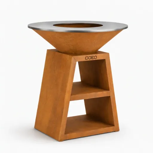 [TRIO98C] Braciere Plancha Barbecue TRIO Ø98 cm (ACCIAIO CORTEN, 110cm)