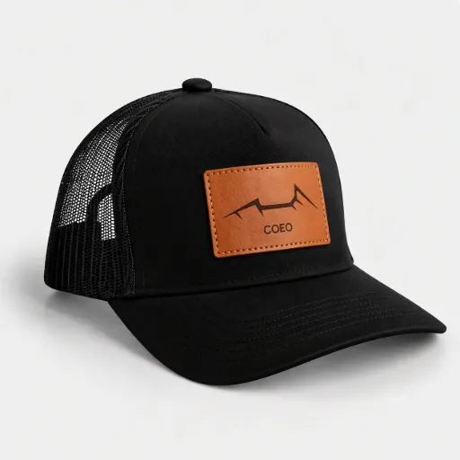 [HAT_LEATHER] COEO trucker cap with mountain leather patch